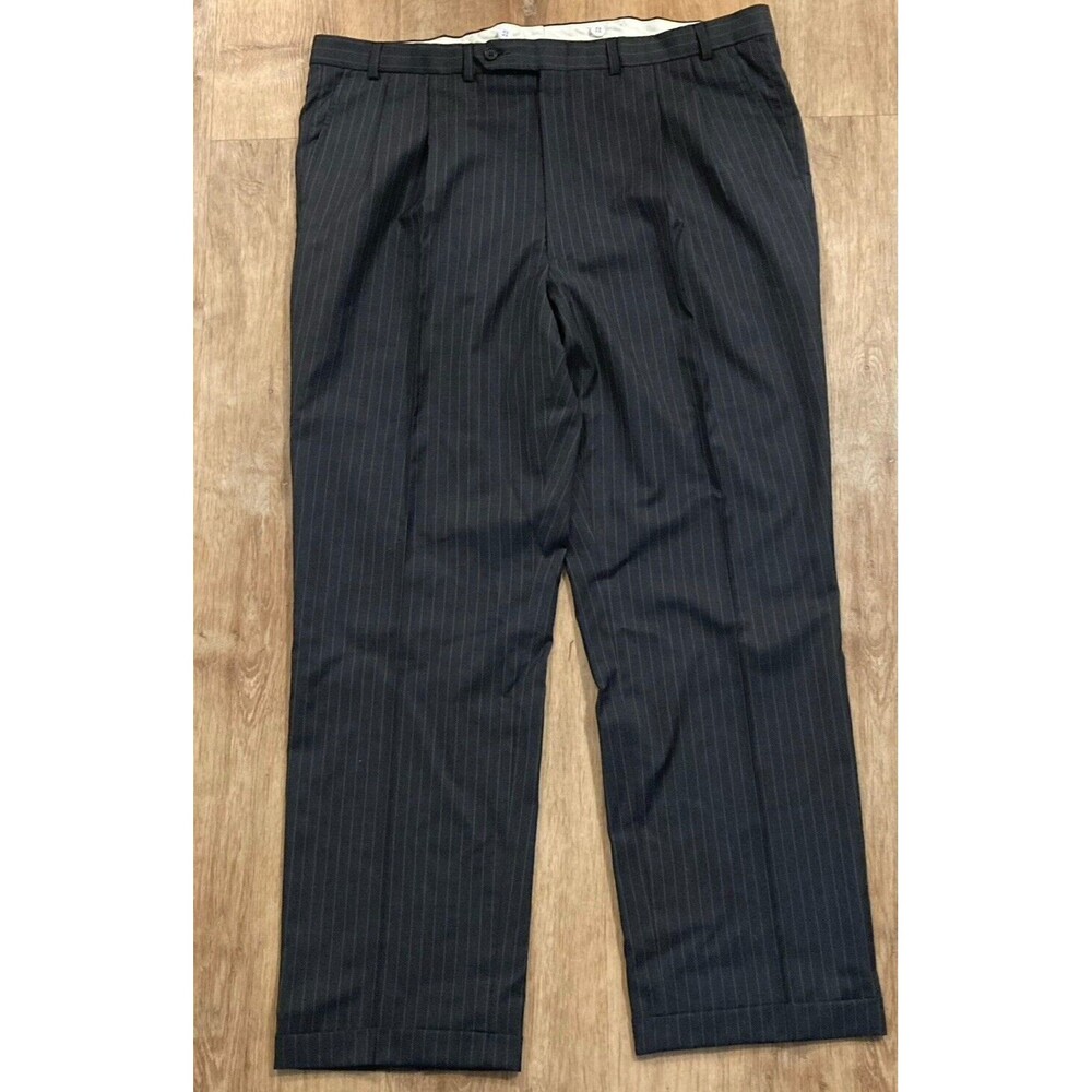 Oscar De La Renta Mens Pants Brown 41x32 Dress Pant Pleated Cuffed 100% Wool